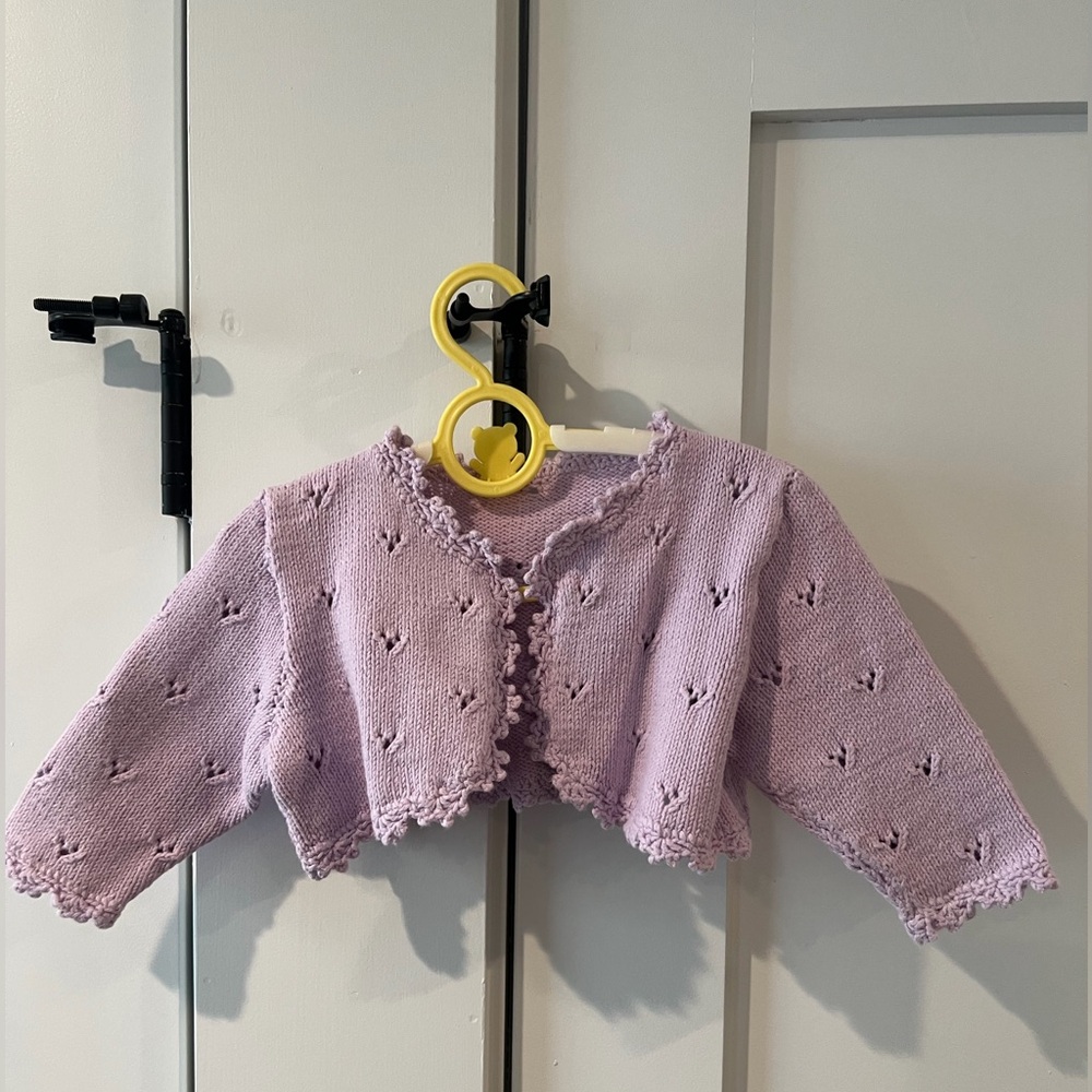 Grandma knitted Lavender Knit Cardigan - 12M